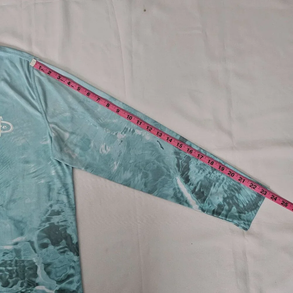 Reel Life Men's Teal Water Print Pattern Long Sleeve Pullover Shirt‎ Size M/M - Picture 11 of 12